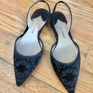 NIB Paul Andrew Rhea Flats - Navy & Black Pattern